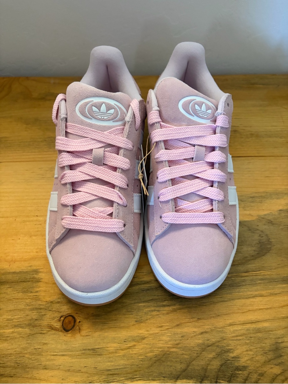 Adidas Light Pink Suede Low-Top Sneakers with White Stripes/Size 7